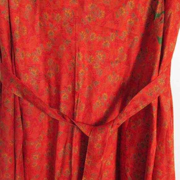 Audrey Acosta Designs Ocean Maxi Halter Dress Upcycled Orange Silk Saris One Sz - Picture 8 of 12